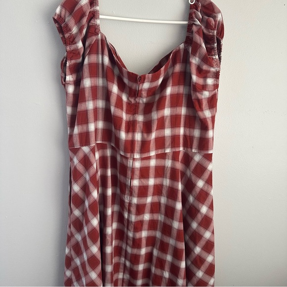 2x women’s gingham plaid off shoulder midi dress royal monk 3x 2xl 3x retro - Picture 3 of 7